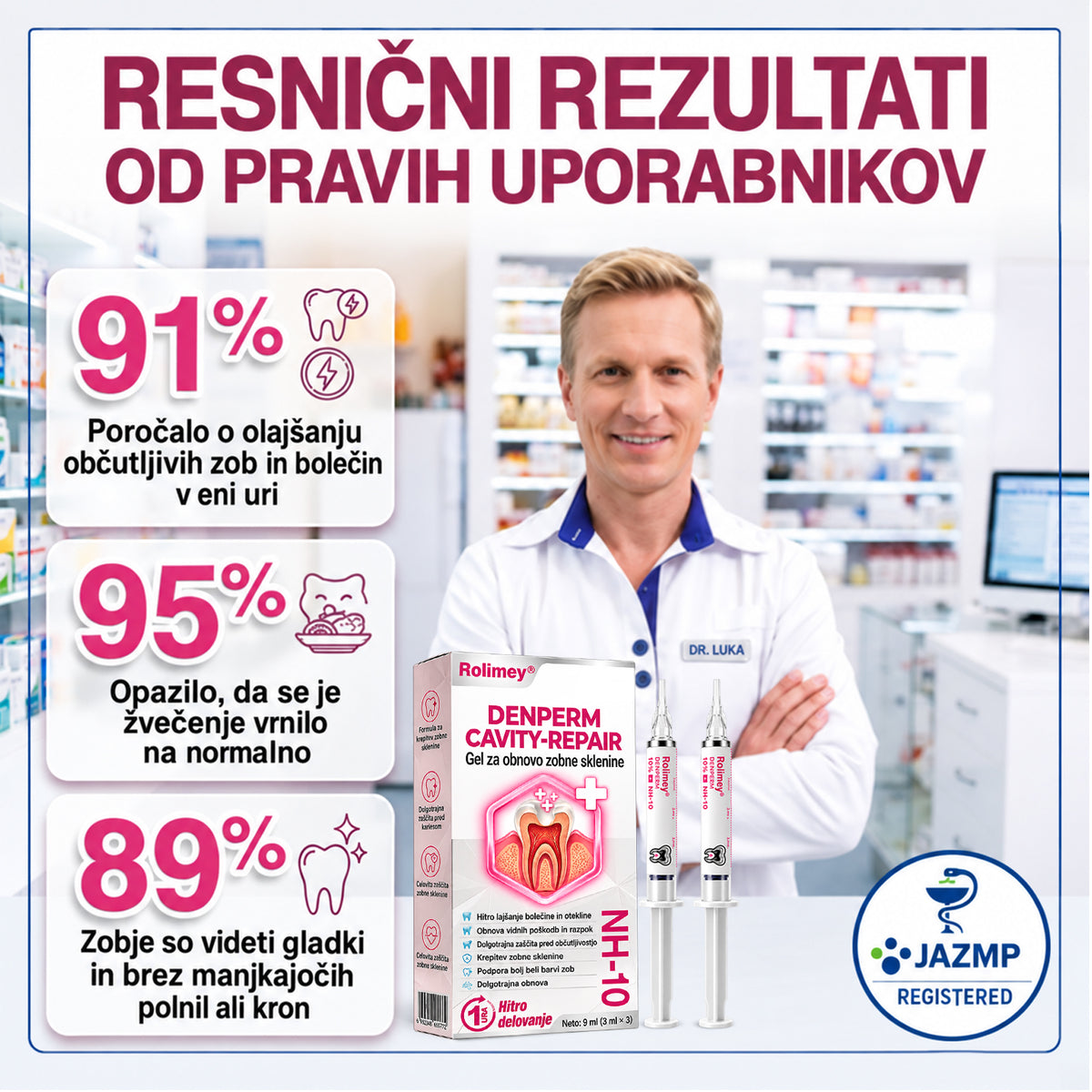 🇸🇮🐺🐺Rolimey® DenPerm – Naravni gel za obnovo zobne sklenine in obnovo zob, poškodovanih zaradi kariesa