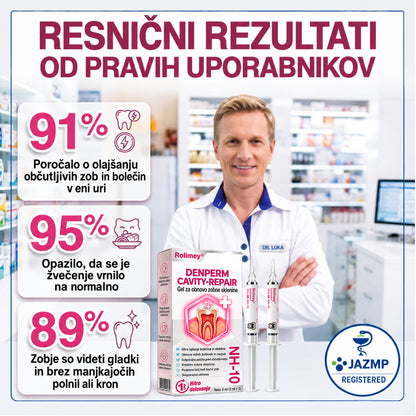 🇸🇮🐺🐺Rolimey® DenPerm – Naravni gel za obnovo zobne sklenine in obnovo zob, poškodovanih zaradi kariesa