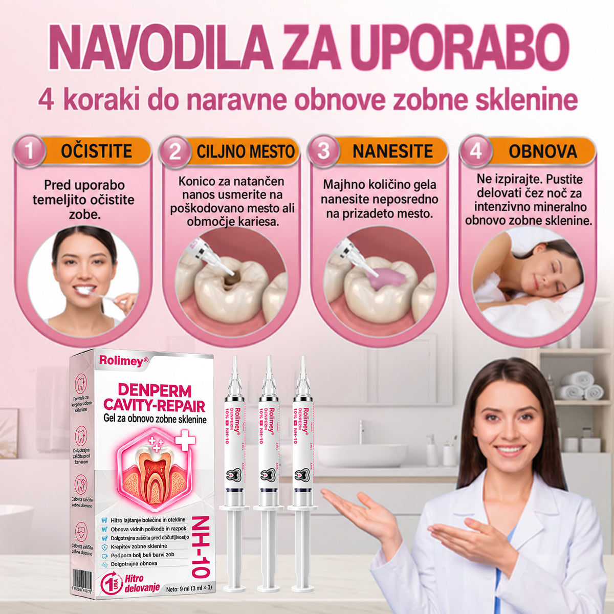 🇸🇮🐺🐺Rolimey® DenPerm – Naravni gel za obnovo zobne sklenine in obnovo zob, poškodovanih zaradi kariesa