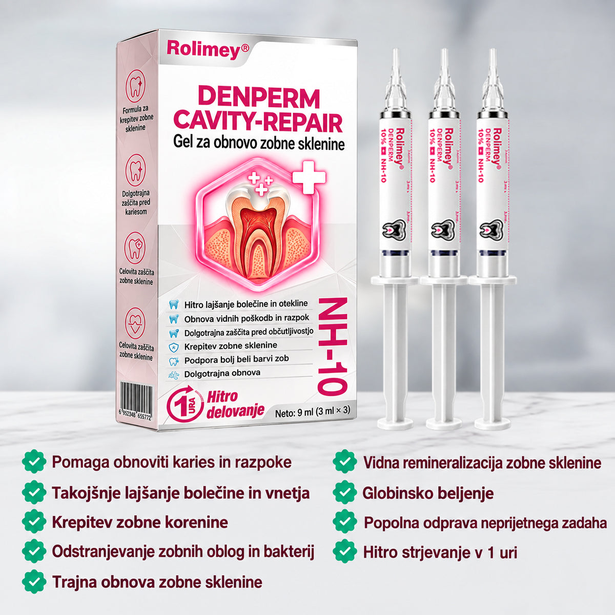 🇸🇮🐺🐺Rolimey® DenPerm – Naravni gel za obnovo zobne sklenine in obnovo zob, poškodovanih zaradi kariesa